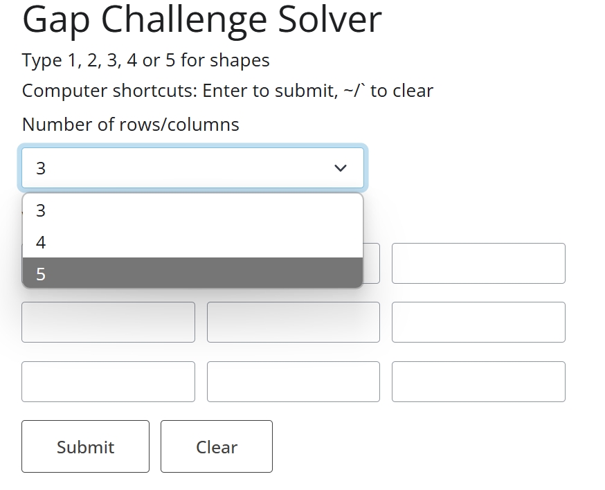 Change number of rows and columns